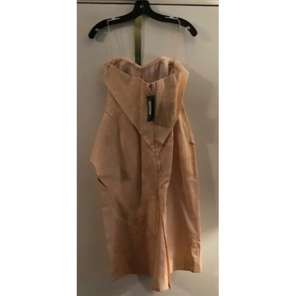 NWT $2800 ZAC POSEN FLORAL BROCADE PEPLUM STRAPLESS POWDER PINK DRESS SIZE 6 - Picture 4 of 5